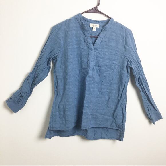 Style & Co V Neck Long Sleeve Shirt Blue PS - Picture 1 of 14